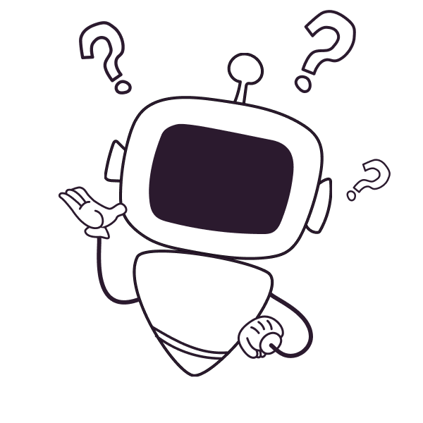 Illustration eines Roboters mit Fragezeichen